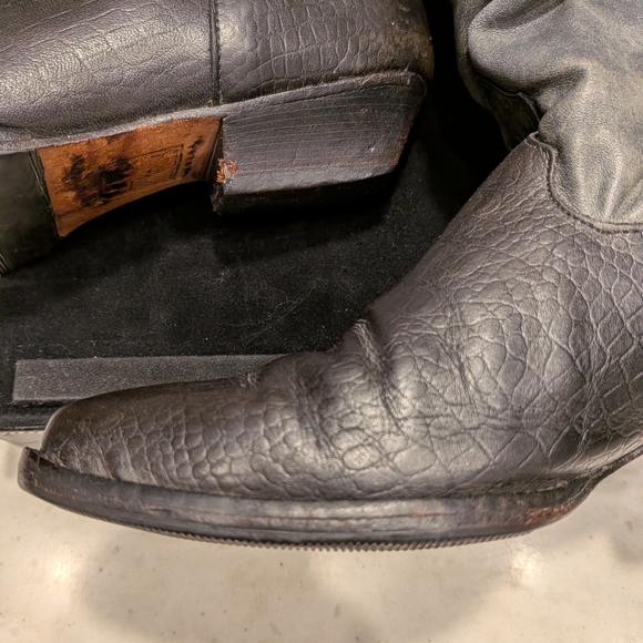 Frye Black and Gray Leather Slouch Boots Sz 7.5 - Picture 12 of 16